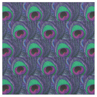 Peacock Feather Fabric Green Aquamarin Lila Pink B Stoff