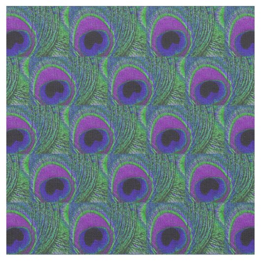 Peacock Feather Fabric - Green Violet Lila Black Stoff (Nahaufnahme)