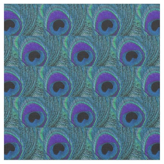 Peacock Feather Fabric Lila Periwinkle Blue Aqua Stoff (Nahaufnahme)