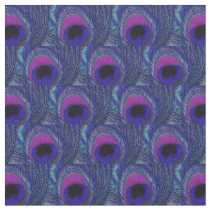 Peacock Feather Fabric - Lila Violet Aqua Stoff