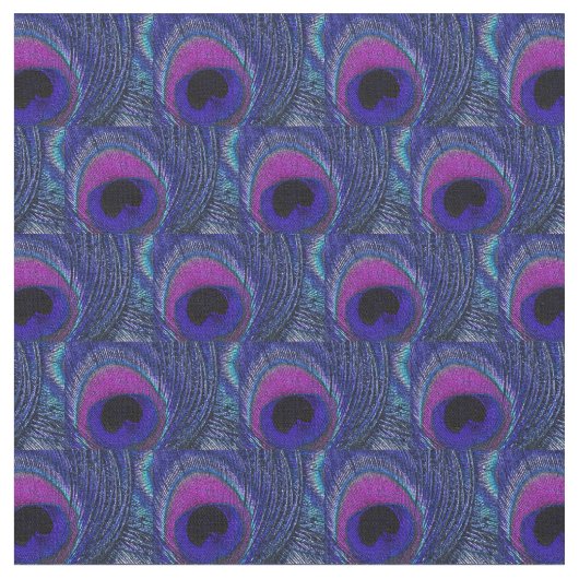 Peacock Feather Fabric - Lila Violet Aqua Stoff (Nahaufnahme)