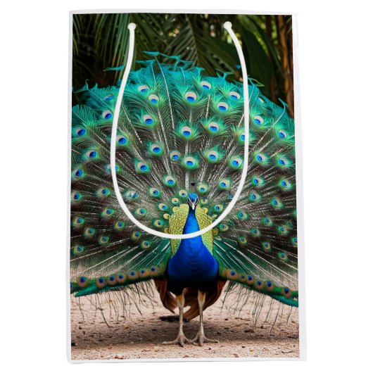 Peacock Feather Fanning Mittlere Geschenktüte (Vorderseite)