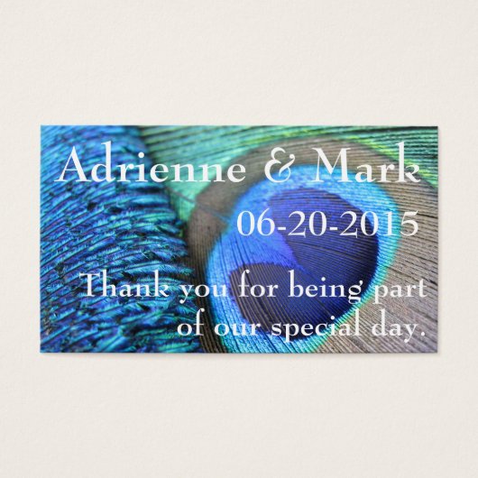 Peacock Feather Favor Tag (Vorderseite)