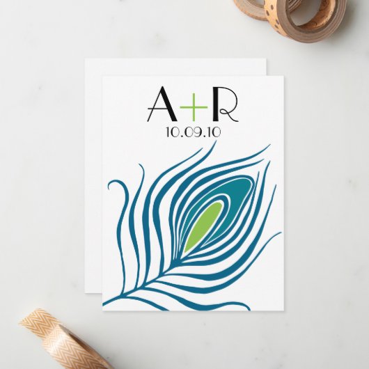 Peacock Feather Flat Notecard Mitteilungskarte (Vorderseite/Rückseite Beispiel)