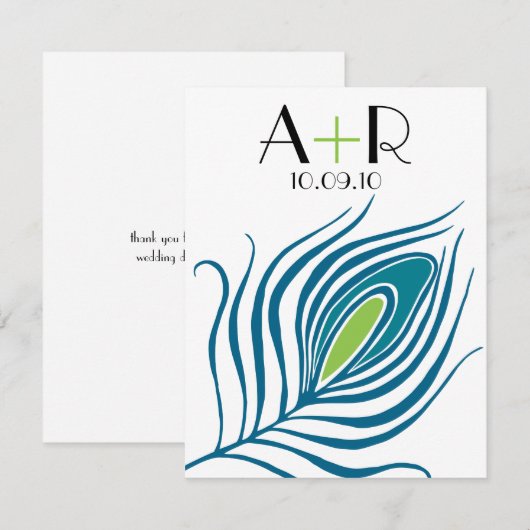 Peacock Feather Flat Notecard Mitteilungskarte (Vorne/Hinten)