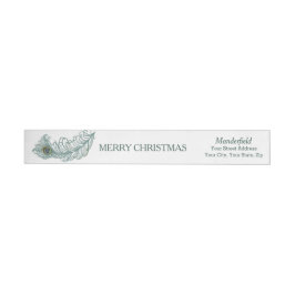 Peacock Feather Frohe Weihnachts Wraparound Labels