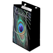 Peacock Feather Gastgeschenk Einmalige Tasche Gesc Kleine Geschenktüte (Rückseite Schrägansicht)