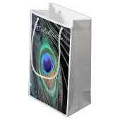 Peacock Feather Gastgeschenk Einmalige Tasche Gesc Kleine Geschenktüte (Rückseite Schrägansicht)