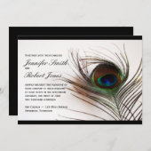 Peacock Feather Glamour Hochzeit Einladung (Vorne/Hinten)