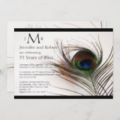 Peacock Feather Glamour Hochzeitstag Einladung (Vorne/Hinten)