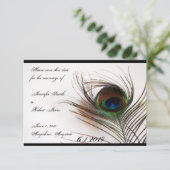 Peacock Feather Glamour Save the Date (Stehend Vorderseite)