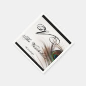 Peacock Feather Glamour Wedding Monogram Serviette (Ecke)