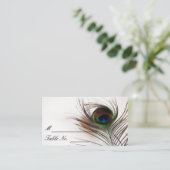 Peacock Feather Glamour Wedding Platzkarte (Stehend Vorderseite)