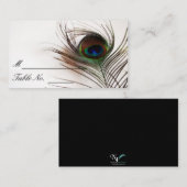 Peacock Feather Glamour Wedding Platzkarte (Vorne/Hinten)