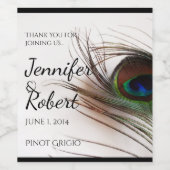 Peacock Feather Glamour Weinkarte Weinetikett (Einzelnes Label)