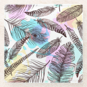 Peacock Feather Glasuntersetzer