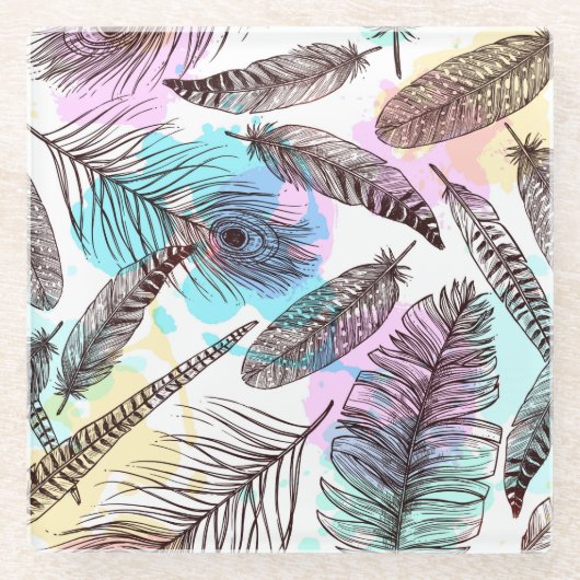 Peacock Feather Glasuntersetzer (Vorderseite)