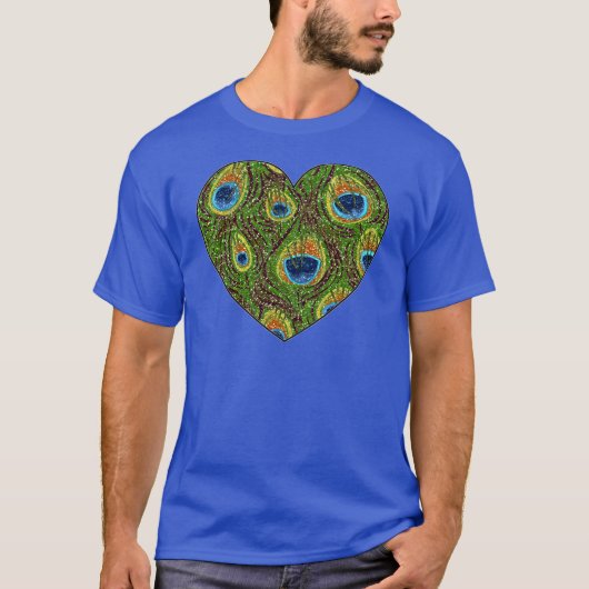 Peacock Feather Glitterie Kunstdruckerei T-Shirt (Vorderseite)