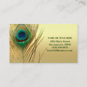 Peacock Feather Gold Exotic Boho Chic Custom Glam Visitenkarte (Rückseite)