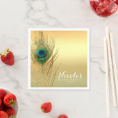 Peacock Feather Gold Exotic Boho Chic Elegante Serviette (Beispiel)