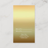 Peacock Feather Gold Exotic Boho Weiterempfehlen a Empfehlungskarte (Rückseite)