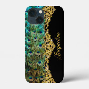 Peacock Feather Gold Glitzer Vintager Skriptname Case-Mate iPhone Hülle