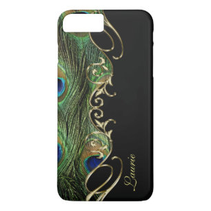 Peacock Feather Gold iPhone 7 Plus Monogram Case