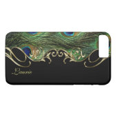 Peacock Feather Gold iPhone 7 Plus Monogram Case (Rückseite (Horizontal))