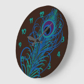 Peacock Feather Graphic Große Wanduhr (Winkel)