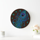 Peacock Feather Graphic Große Wanduhr (Zuhause)