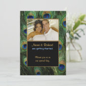 Peacock Feather Green-Foto Hochzeitseinladung Einladung (Stehend Vorderseite)