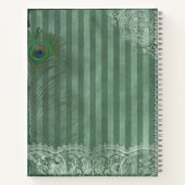 Peacock Feather Green Strip Vintag Journal Notizblock (Rückseite)