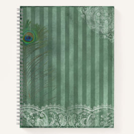 Peacock Feather Green Strip Vintag Journal Notizblock