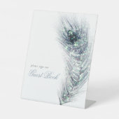 Peacock Feather Guest Book Wedding Sockelschild (Vorderseite)