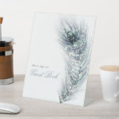 Peacock Feather Guest Book Wedding Sockelschild (In SItu)