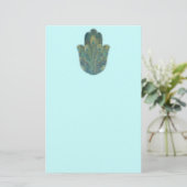 Peacock Feather Hamsa Briefpapier (Stehend Vorderseite)