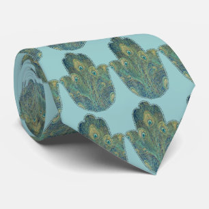 Peacock Feather Hamsa Krawatte