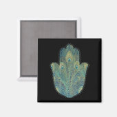 Peacock Feather Hamsa Magnet (Vorderseite/Rückseite)
