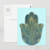 Peacock Feather Hamsa Postkarte (Vorne/Hinten)
