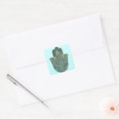 Peacock Feather Hamsa Quadratischer Aufkleber (Umschlag)