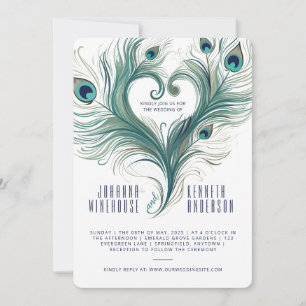 Peacock Feather Heart   Einladung zur Hochzeit