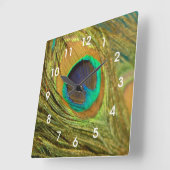 Peacock Feather Home Decor Wall Clock Quadratische Wanduhr (Winkel)