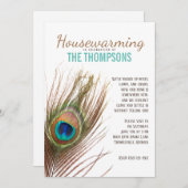 Peacock Feather Housewarming Einladung (Vorne/Hinten)