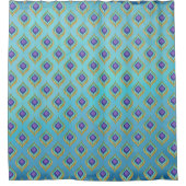 Peacock Feather Ikat Pattern Dusche Badezimmer Dek Duschvorhang (Vorderseite)