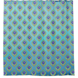 Peacock Feather Ikat Pattern Dusche Badezimmer Dek Duschvorhang