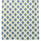 Peacock Feather Ikat Pattern Dusche Badezimmer Dek Duschvorhang (Vorderseite)
