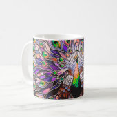 "Peacock Feather Iridescent Aesthetic Kaffeetasse (Vorderseite Links)