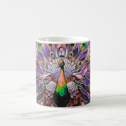 "Peacock Feather Iridescent Aesthetic Kaffeetasse (Mittel)