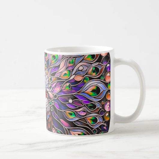 "Peacock Feather Iridescent Aesthetic Kaffeetasse (Rechts)