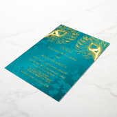 Peacock Feather Jewel Tone Gold Wedding  Folieneinladung (Gedreht)